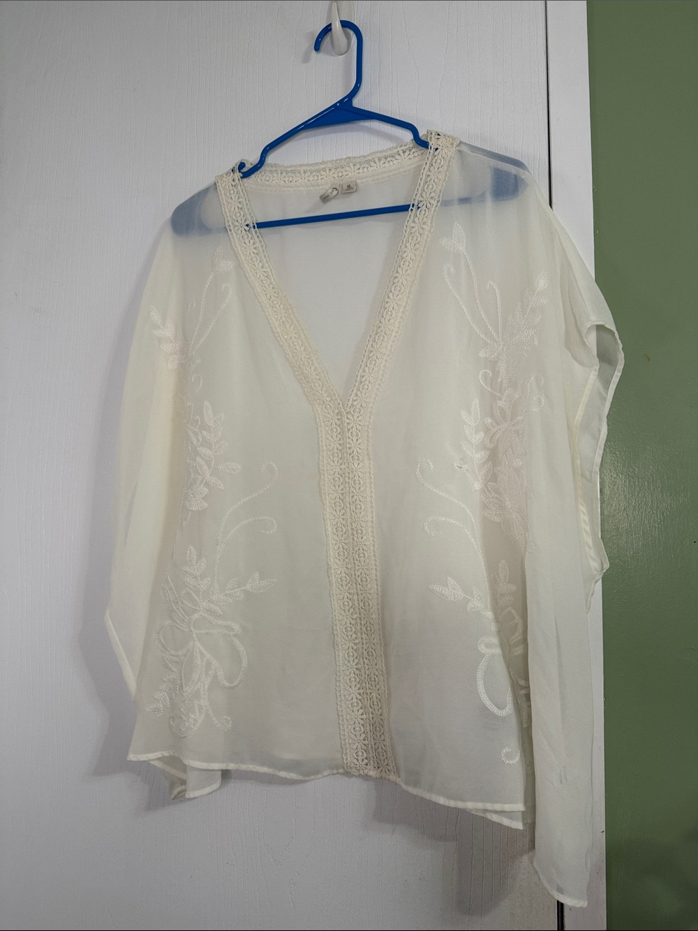 Cato Cream Embroidered V-Neck Tunic